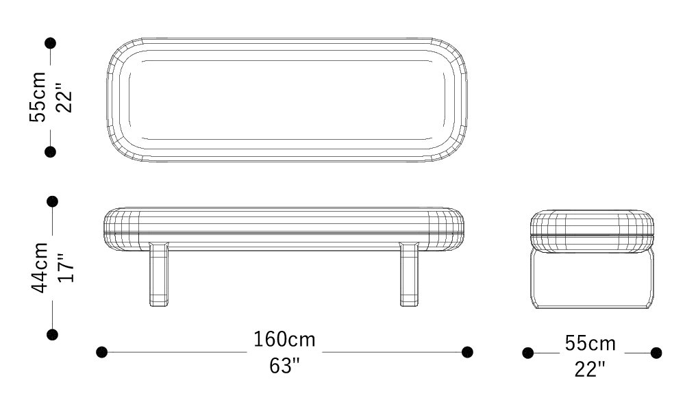 Image of the main dimensions of the product